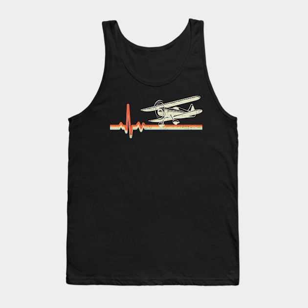 Pilot Funny Aviation Lover Quotes Airplane Heartbeat Tank Top by Visual Vibes